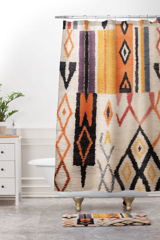 Zoltan Ratko Moroccan Berber Rug Design No5 Shower Curtain And Mat