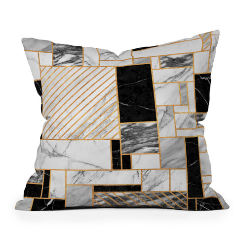 Zoltan Ratko Random Pattern Black and White Outdoor Throw Pillow