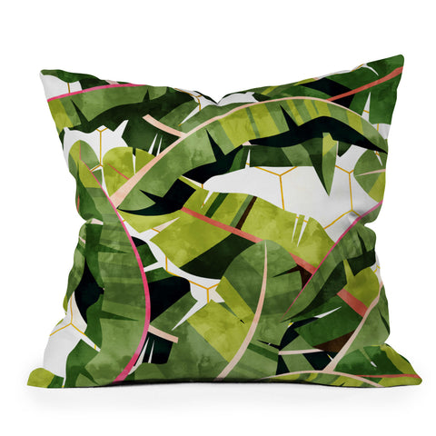 83 Oranges Banana Leaf Salad Throw Pillow