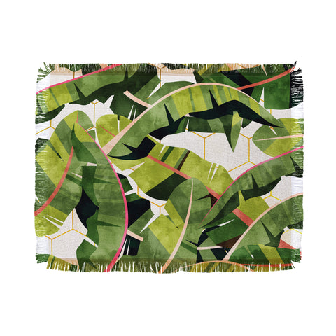 83 Oranges Banana Leaf Salad Throw Blanket