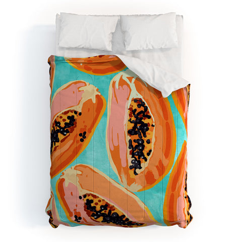 83 Oranges Big Papaya Watercolor Painting Comforter