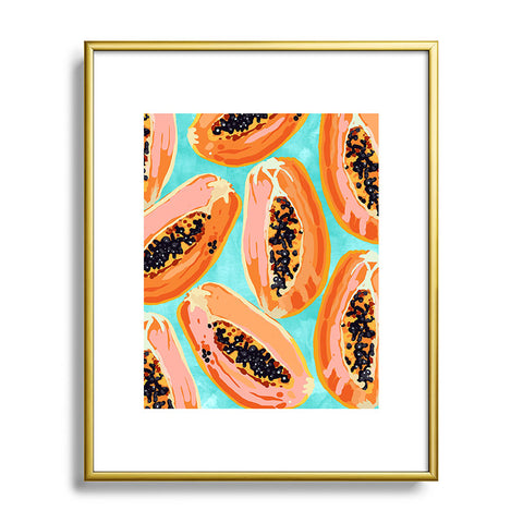 83 Oranges Big Papaya Watercolor Painting Metal Framed Art Print