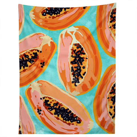 83 Oranges Big Papaya Watercolor Painting Tapestry