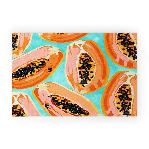 83 Oranges Big Papaya Watercolor Painting Welcome Mat