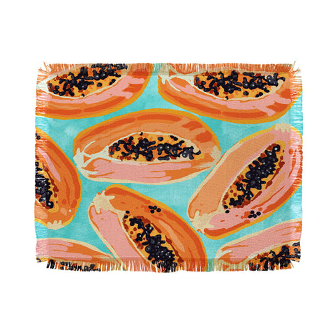 83 Oranges Big Papaya Watercolor Painting Throw Blanket