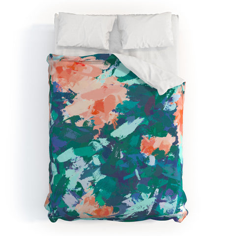 83 Oranges Blossomed Garden Duvet Cover