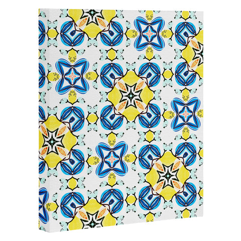 83 Oranges Blue and Yellow Tribal Art Canvas