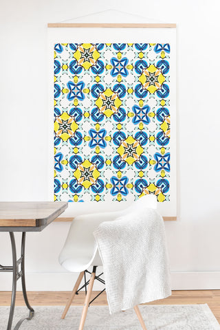 83 Oranges Blue and Yellow Tribal Art Print And Hanger