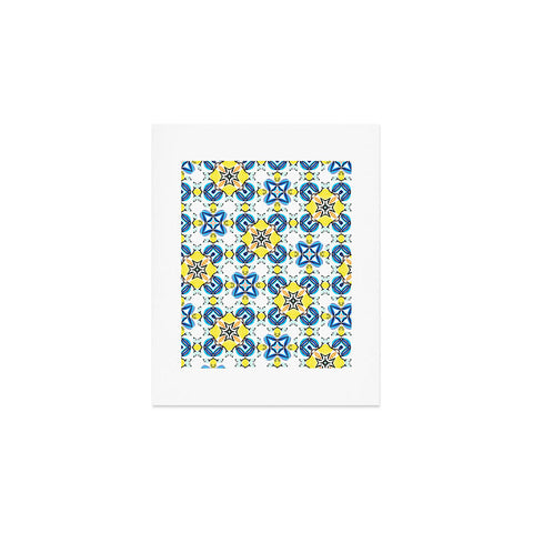 83 Oranges Blue and Yellow Tribal Art Print