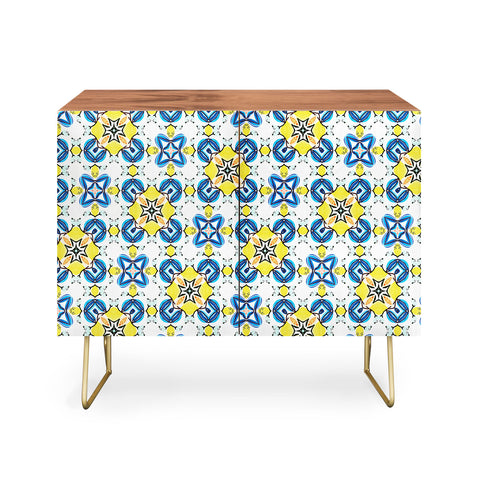 83 Oranges Blue and Yellow Tribal Credenza