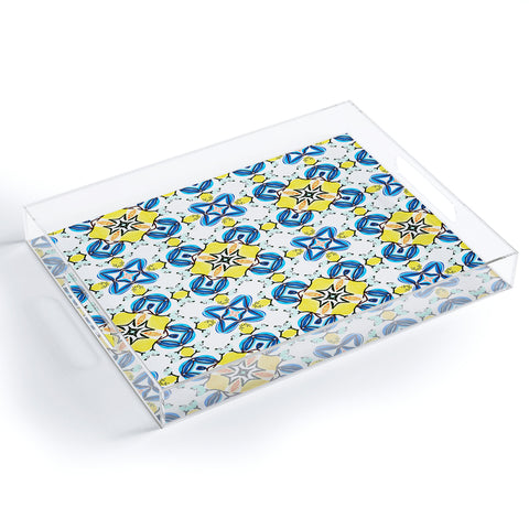 83 Oranges Blue and Yellow Tribal Acrylic Tray