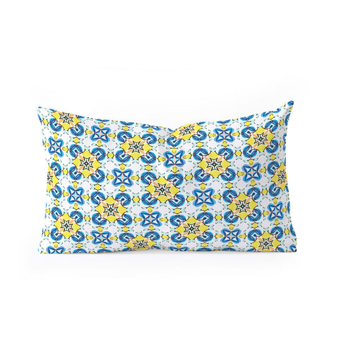 83 Oranges Blue and Yellow Tribal Oblong Throw Pillow
