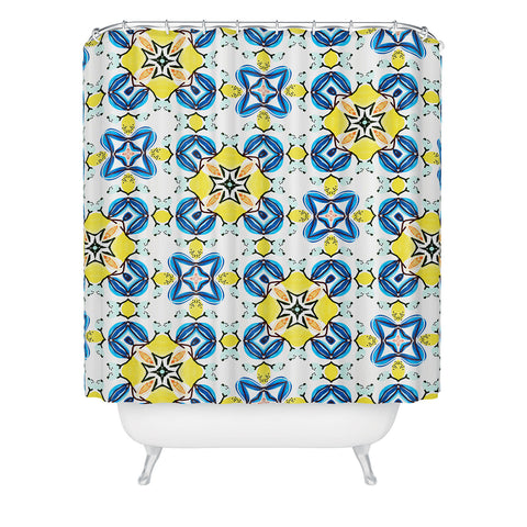 83 Oranges Blue and Yellow Tribal Shower Curtain