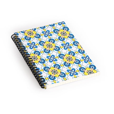 83 Oranges Blue and Yellow Tribal Spiral Notebook