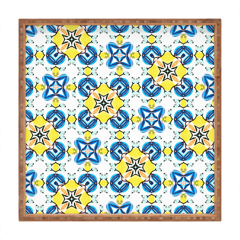 83 Oranges Blue and Yellow Tribal Square Tray