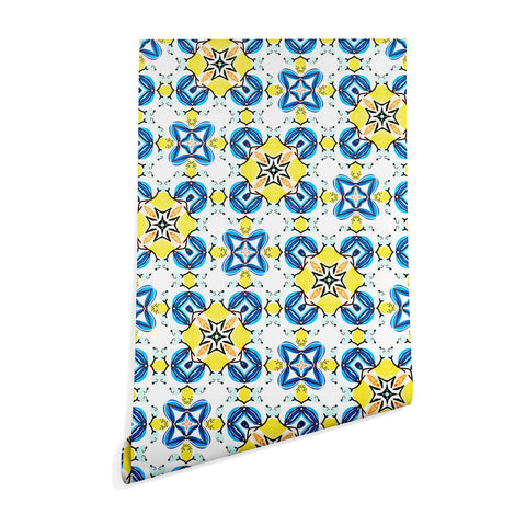 83 Oranges Blue and Yellow Tribal Wallpaper
