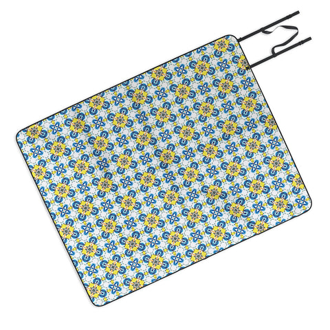 83 Oranges Blue and Yellow Tribal Outdoor Blanket