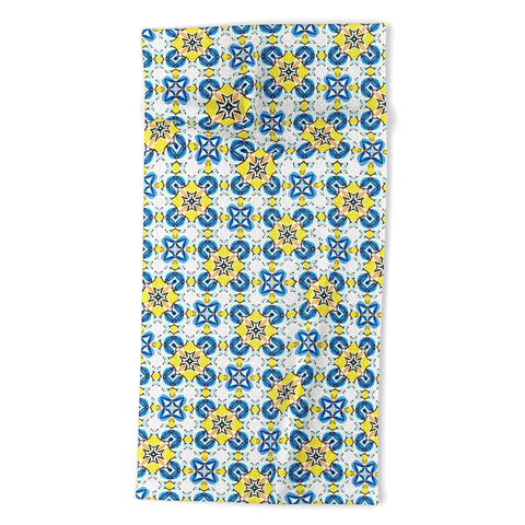 83 Oranges Blue and Yellow Tribal Beach Towel