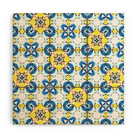 83 Oranges Blue and Yellow Tribal Wood Wall Mural