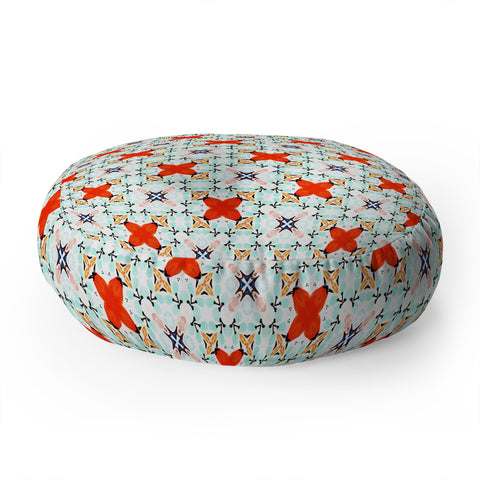 83 Oranges Blue Mint and Red Pop Floor Pillow Round