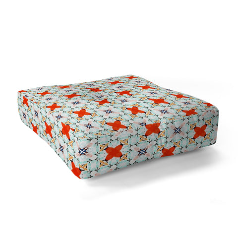 83 Oranges Blue Mint and Red Pop Floor Pillow Square