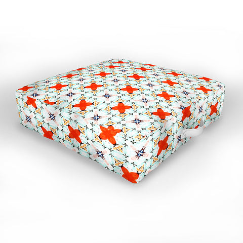 83 Oranges Blue Mint and Red Pop Outdoor Floor Cushion