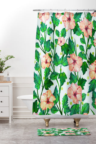 83 Oranges Blush Blossom Shower Curtain And Mat