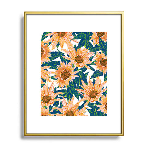 83 Oranges Blush Sunflowers Metal Framed Art Print