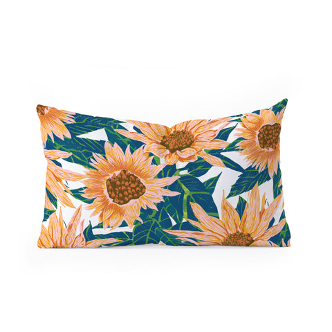 83 Oranges Blush Sunflowers Oblong Throw Pillow