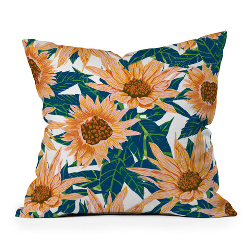 83 Oranges Blush Sunflowers Outdoor Throw Pillow