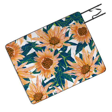 83 Oranges Blush Sunflowers Picnic Blanket