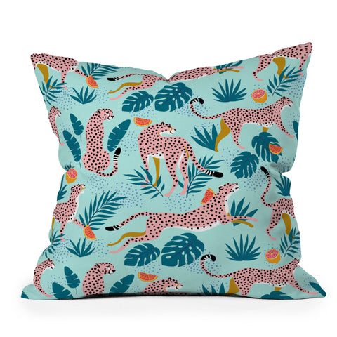 83 Oranges Cheetahs In Grapefruit Grove Throw Pillow