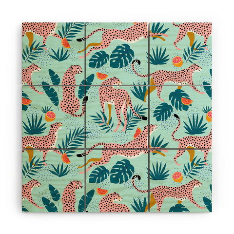 83 Oranges Cheetahs In Grapefruit Grove Wood Wall Mural