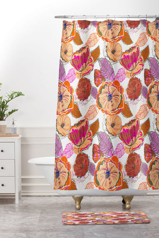83 Oranges Fall Flora Shower Curtain And Mat