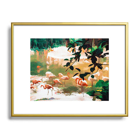 83 Oranges Flamingo Sighting Jungle Nature Metal Framed Art Print