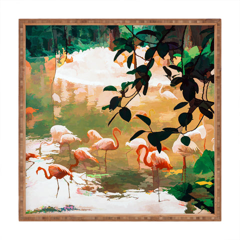 83 Oranges Flamingo Sighting Jungle Nature Square Tray