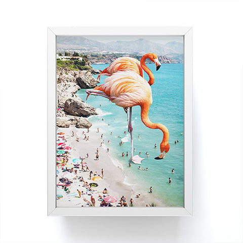 83 Oranges Flamingos on the Beach Wildlife Framed Mini Art Print
