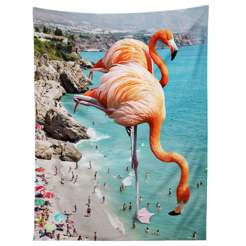 83 Oranges Flamingos on the Beach Wildlife Tapestry