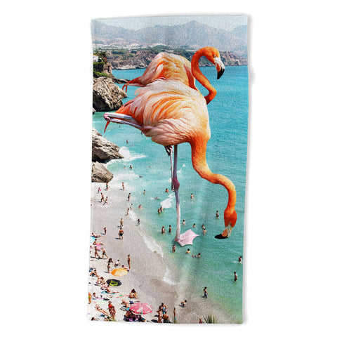 83 Oranges Flamingos on the Beach Wildlife Beach Towel