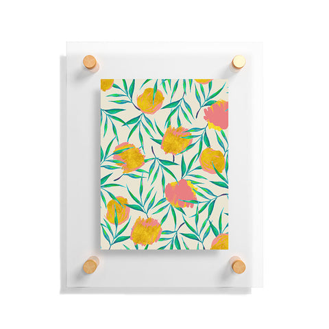 83 Oranges Floral Blush Gold Floating Acrylic Print