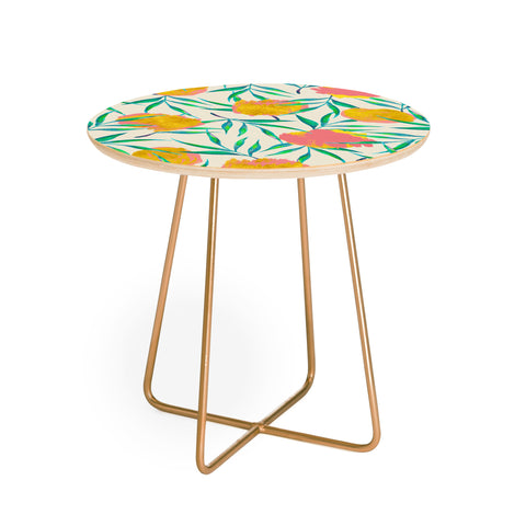 83 Oranges Floral Blush Gold Round Side Table