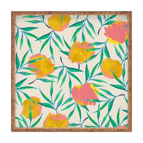 83 Oranges Floral Blush Gold Square Tray