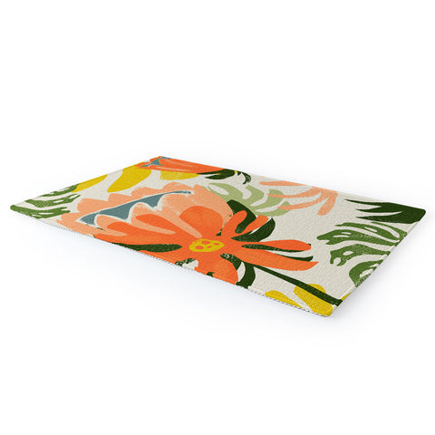 83 Oranges Flowers Rain Summer Floral Area Rug