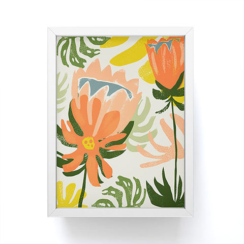 83 Oranges Flowers Rain Summer Floral Framed Mini Art Print