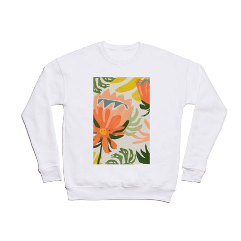 83 Oranges Flowers Rain Summer Floral Crewneck Sweatshirt