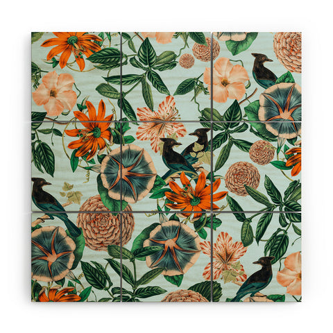 83 Oranges Forest Birds Wood Wall Mural