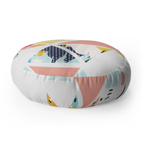 83 Oranges Geometric Abstraction Floor Pillow Round