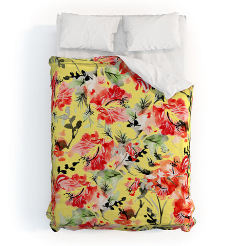 83 Oranges Happiness Flowers Duvet Cover