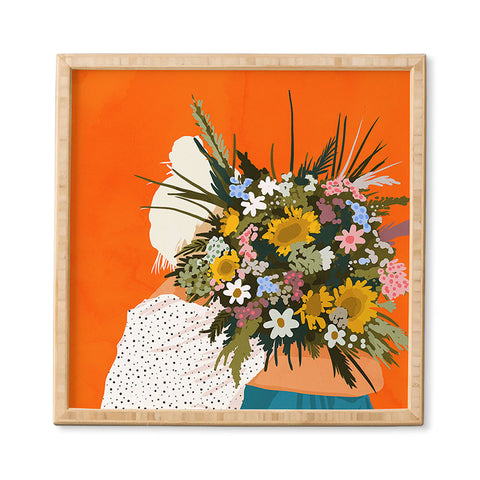 83 Oranges Happiness Is To Hold Flowers Framed Wall Art