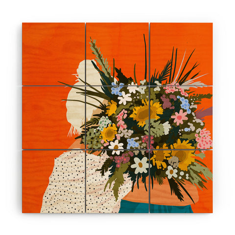 83 Oranges Happiness Is To Hold Flowers Wood Wall Mural